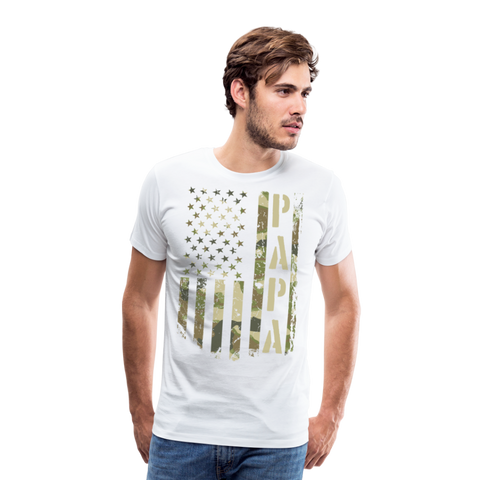 Papa Camo American Flag Men's Premium T-Shirt - white