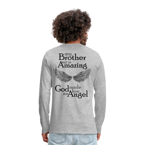 Brother Amazing Angel Sister of an Angel Men's Premium Long Sleeve T-Shirt - heather gray