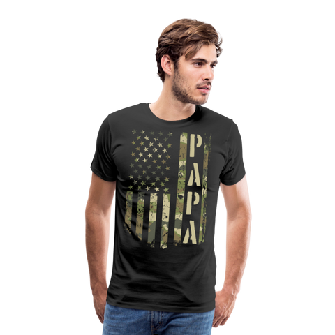 Camo American Flag Papa Men's Premium T-Shirt - black