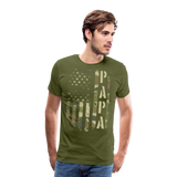 Camo American Flag Papa Men's Premium T-Shirt - olive green