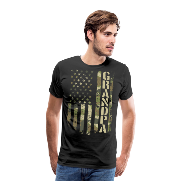 Camo American Flag Grandpa Men's Premium T-Shirt - black