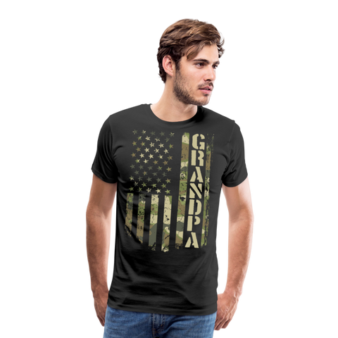 Camo American Flag Grandpa Men's Premium T-Shirt - black