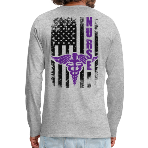 Nurse Flag Men's Premium Long Sleeve T-Shirt (CK1809) - heather gray