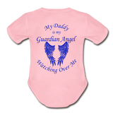 Daddy Guardian Angel Organic Short Sleeve Baby Bodysuit - light pink
