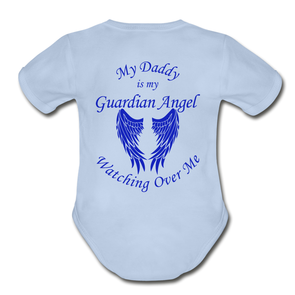 Daddy Guardian Angel Organic Short Sleeve Baby Bodysuit - sky