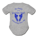 Daddy Guardian Angel Organic Short Sleeve Baby Bodysuit - heather gray