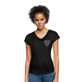 Christian Heart Women's Tri-Blend V-Neck T-Shirt - black