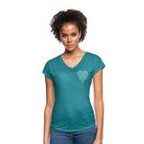 Christian Heart Women's Tri-Blend V-Neck T-Shirt - heather turquoise