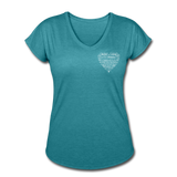 Christian Heart Women's Tri-Blend V-Neck T-Shirt - heather turquoise