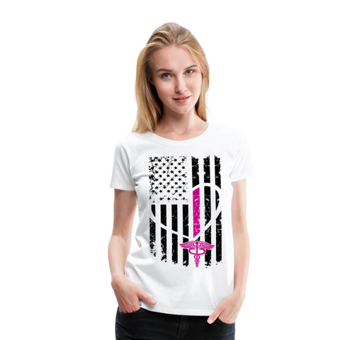 Nurse Flag Women’s Premium T-Shirt (CK1393) - white