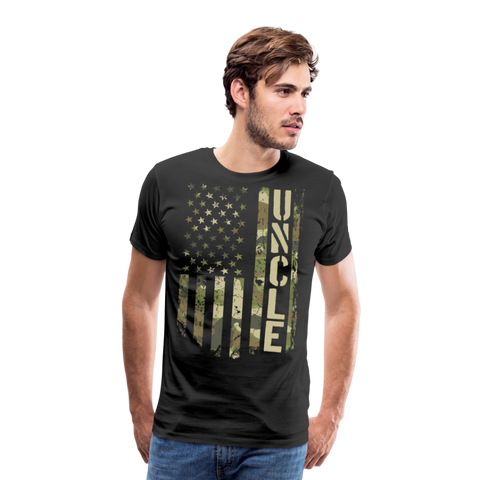 Camo Uncle American Flag Men's Premium T-Shirt - black