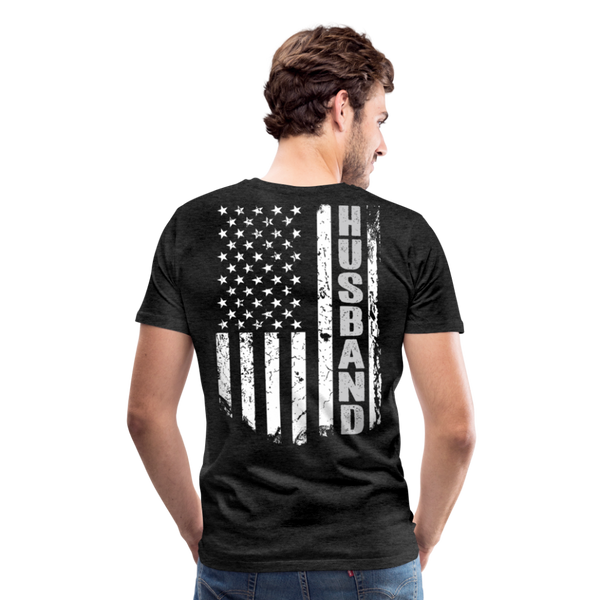 Husband American Flag Men's Premium T-Shirt (CK1905) - charcoal gray