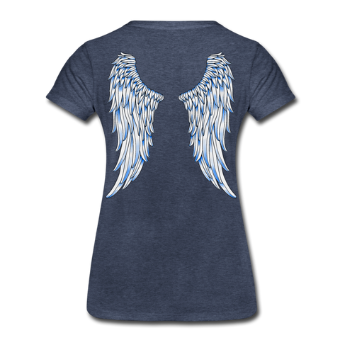 Angel Wings Blue and White Women’s Premium T-Shirt - heather blue