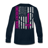 Emily Emergency Nurse Flag Men's Premium Long Sleeve T-Shirt - deep navy