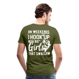 On Weekends I Hook Up With Big Girls Men's Premium T-Shirt (KS1014) - olive green