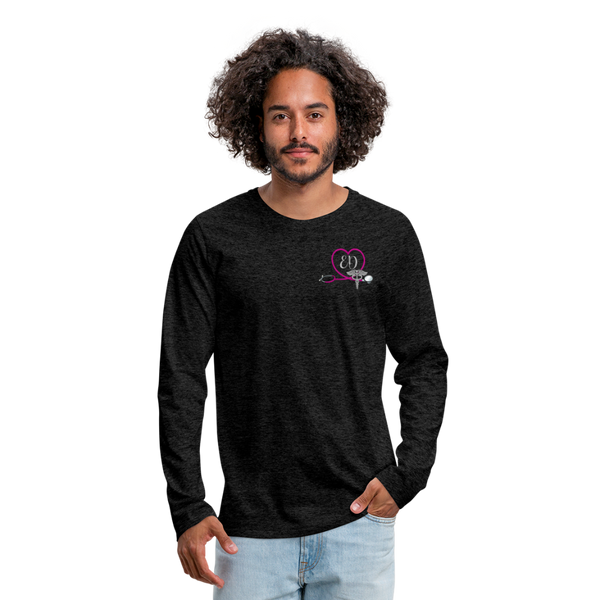 ED Emergency Nurse Flag Men's Premium Long Sleeve T-Shirt - charcoal gray