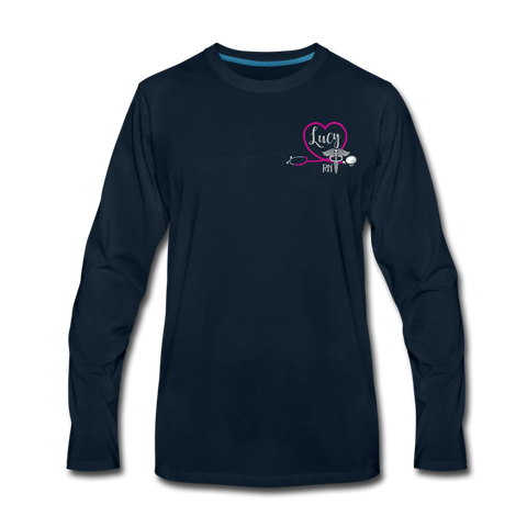 Lucy RN Emergency Nurse Flag Men's Premium Long Sleeve T-Shirt - deep navy