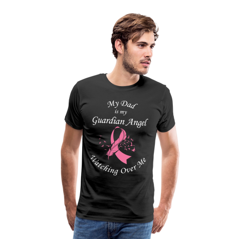 Dad Guardian Angel Cancer Ribbon Pink Front Print Men's Premium T-Shirt - black