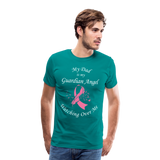 Dad Guardian Angel Cancer Ribbon Pink Front Print Men's Premium T-Shirt - teal