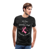 Dad Guardian Angel Cancer Ribbon Pink Front Print Men's Premium T-Shirt - charcoal gray