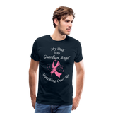 Dad Guardian Angel Cancer Ribbon Pink Front Print Men's Premium T-Shirt - deep navy