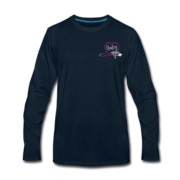 Hailey ER Nurse Flag Men's Premium Long Sleeve T-Shirt - deep navy