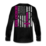 Lauren, RN, BSN ER Nurse Flag Men's Premium Long Sleeve T-Shirt Updated - charcoal gray