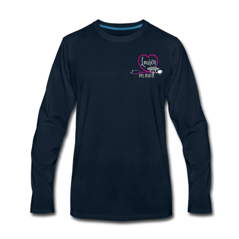 Lauren, RN, BSN ER Nurse Flag Men's Premium Long Sleeve T-Shirt Updated - deep navy