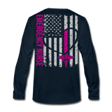 Lauren, RN, BSN ER Nurse Flag Men's Premium Long Sleeve T-Shirt Updated - deep navy
