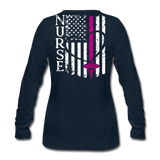 Nurse Flag Women's Premium Long Sleeve T-Shirt (CK1670) Updated+ - deep navy