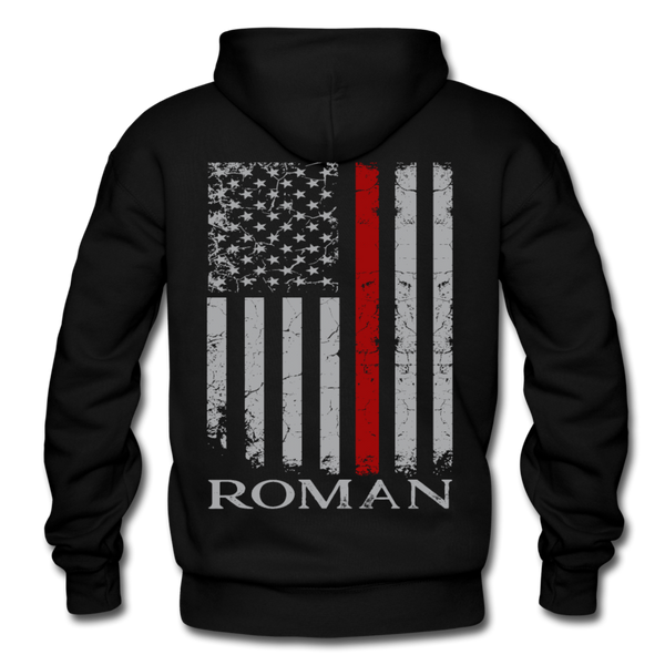 Roman Firefighter Flag Gildan Heavy Blend Adult Hoodie - black