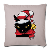 Angry Christmas Cat Throw Pillow Cover 18” x 18” (CK4302) Single Print - light taupe