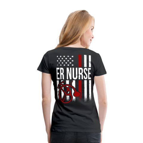 ER Nurse Flag Women’s Premium T-Shirt (CK4202) - black
