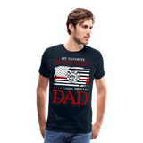 My Favorite Firefighter Calls Me Dad Men's Premium T-Shirt (CK3703) - deep navy
