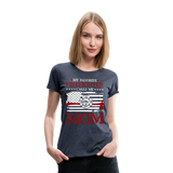 My Favorite Firefighter Calls Me Mom  Women’s Premium T-Shirt (CK3702) - heather blue