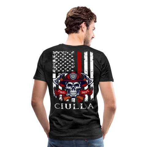 Ciulla Firefighter Skull Flag Men's Premium T-Shirt - charcoal grey