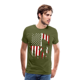 Bigfoot American Flag Men's Premium T-Shirt (CK4319) - olive green