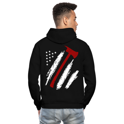 Firefighter Flag Axe Gildan Heavy Blend Adult Hoodie - black