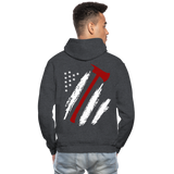 Firefighter Flag Axe Gildan Heavy Blend Adult Hoodie - charcoal grey