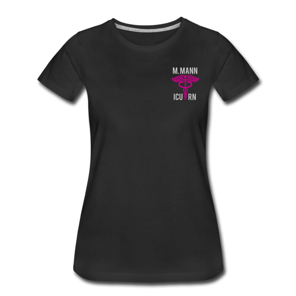 M. Mann ICU RN Critical Nurse Flag Women’s Premium T-Shirt - black