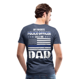 My Favorite Police Officer Calls Me Dad Men's Premium T-Shirt (CK4139-BackOnly) - heather blue