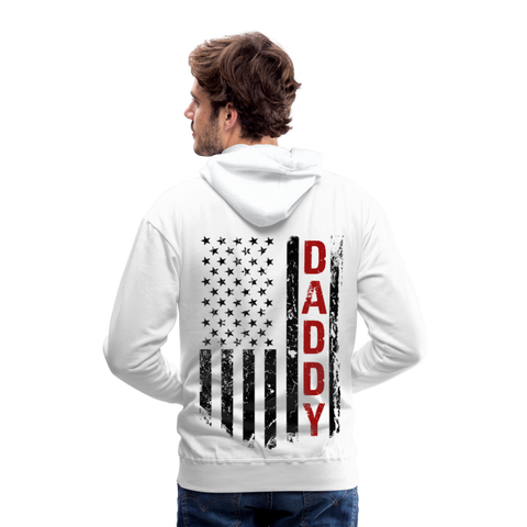 Daddy Firefighter Flag Men Premium Hoodie - white