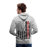 Daddy Firefighter Flag Men Premium Hoodie - heather grey