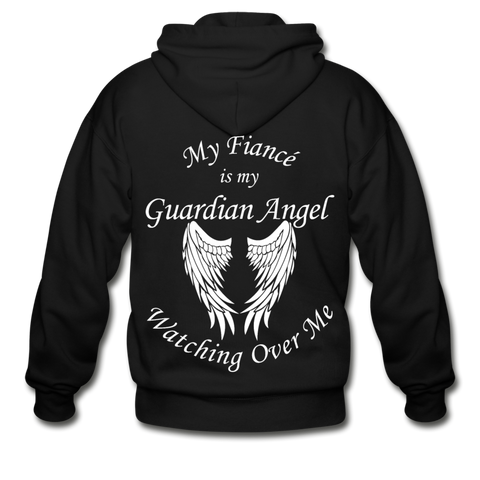 Fiancé  Guardian Angel Gildan Heavy Blend Adult Zip Hoodie - black