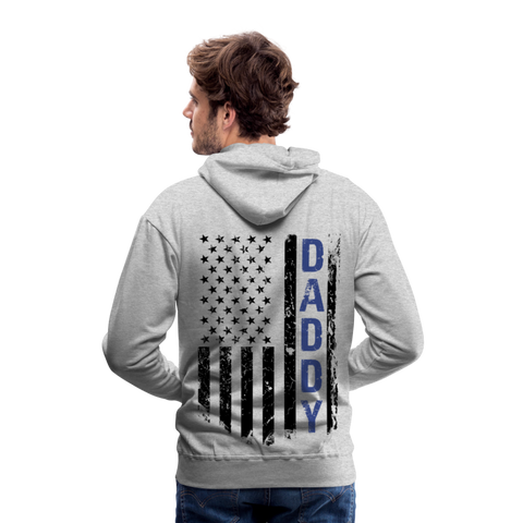 Daddy American Flag Blue Line Men’s Premium Hoodie - heather grey