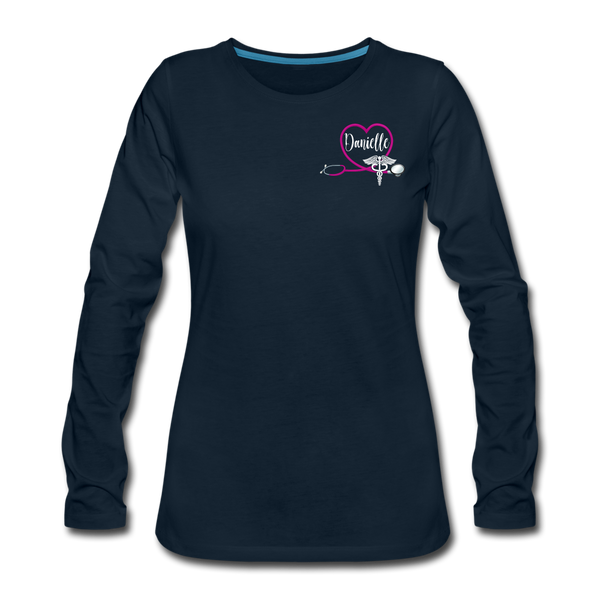 Danielle Women's Premium Slim Fit Long Sleeve T-Shirt - deep navy