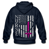 Nurse Flag Stethoscope Heart Beat Gildan Heavy Blend Adult Zip Hoodie - navy