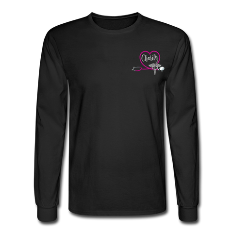 Charity Emergency Nurse Flag Men's Long Sleeve T-Shirt - black