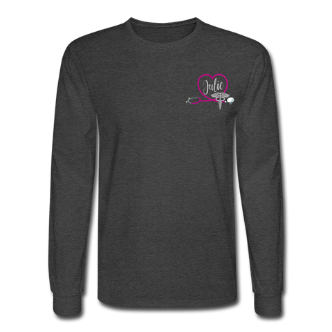 Julie Emergency Nurse Flag Men's Long Sleeve T-Shirt - heather black