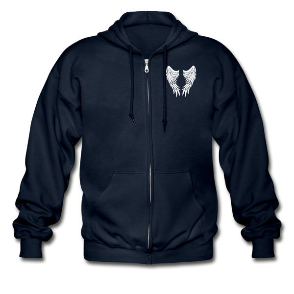 My Pop is my Guardian Angel Gildan Heavy Blend Adult Zip Hoodie - navy